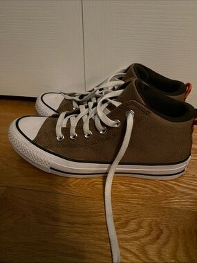 Converse Kids Brown Canvas High-Top Sneakers with White Laces